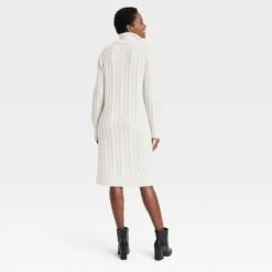 Women's Turtleneck Long Sleeve Cozy Sweater Dress - A New Day™