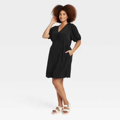 Women's Balloon Short Sleeve Mini Wrap Dress - A New Day™ 5 Women's Balloon Short Sleeve Mini Wrap Dress - A New Day™ - Image 3