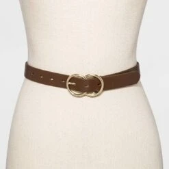 Women's Double Buckle Belt - A New Day™ Brown