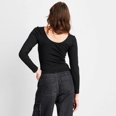 Women's Long Sleeve Slim Fit Reversible Seamless T-Shirt - A New Day™ 3 Women's Long Sleeve Slim Fit Reversible Seamless T-Shirt - A New Day™