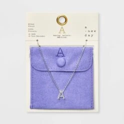 Silver Plated Cubic Zirconia Initial Pendant Necklace - A New Day™ Silver -women fashion GUEST 1544e0f6 a001 4559 9e35 353a80191154