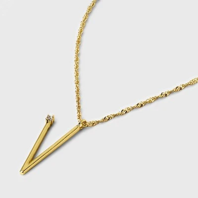 Gold Dipped Scattered Cubic Zirconia Initial Pendant Necklace - A New Day™ Gold 5 Gold Dipped Scattered Cubic Zirconia Initial Pendant Necklace - A New Day™ Gold - Image 3