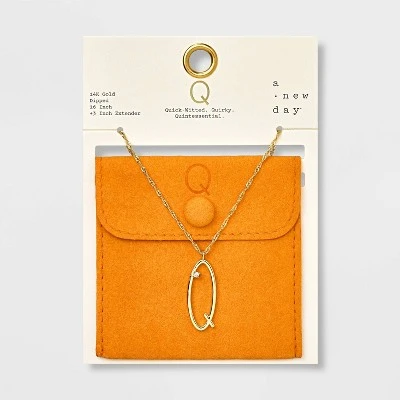 Gold Dipped Scattered Cubic Zirconia Initial Pendant Necklace - A New Day™ Gold 22 Gold Dipped Scattered Cubic Zirconia Initial Pendant Necklace - A New Day™ Gold - Image 20