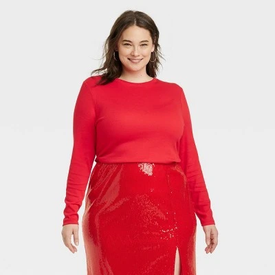 Women's Slim Fit Long Sleeve Ribbed Crewneck T-Shirt - A New Day™ 6 Women's Slim Fit Long Sleeve Ribbed Crewneck T-Shirt - A New Day™ - Image 4