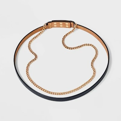 Women's Gold Chain Waist Belt - A New Day™ Black 3 Women's Gold Chain Waist Belt - A New Day™ Black