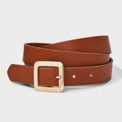 Women's Chunky Center Bar Buckle Belt - A New Day™ Brown -women fashion GUEST 3067230c cf49 4f7c ad70 1a59ba79a95a