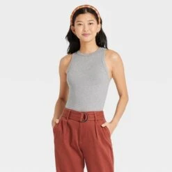 Women's Slim Fit Ribbed 3pk Bundle Tank Top - A New Day⢠Black/White/Gray XS