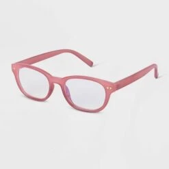 Women's Plastic Square Blue Light Filtering Glasses - A New Day™ Burgundy