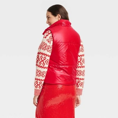 Women's Fur Lined Puffer Vest - A New Day™ 3 Women's Fur Lined Puffer Vest - A New Day™