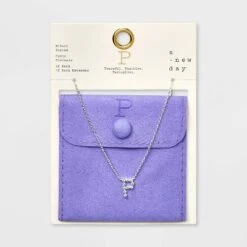 Silver Plated Cubic Zirconia Initial Pendant Necklace - A New Day™ Silver -women fashion GUEST 40ee580f 5b66 49ae 9bb5 f04f9e941dac