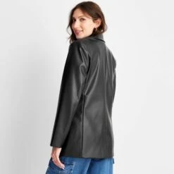 Women's Relaxed Fit Faux Leather Blazer - A New Dayā¢