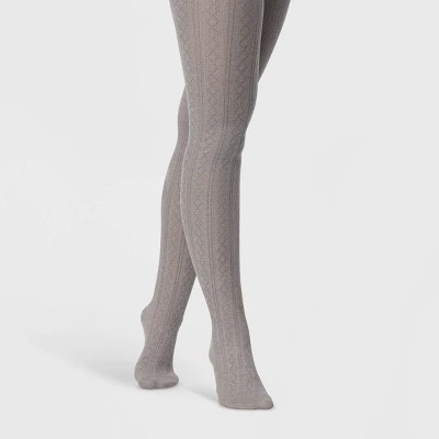 Women's Pointelle Sweater Tights - A New Day™ Light Gray 4 Women's Pointelle Sweater Tights - A New Day™ Light Gray - Image 2