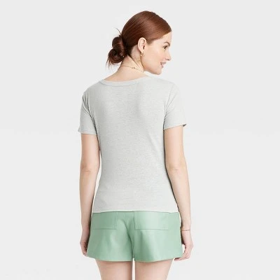 Women's Short Sleeve V-Neck Linen T-Shirt - A New Day™ 3 Women's Short Sleeve V-Neck Linen T-Shirt - A New Day™