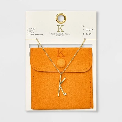 Gold Dipped Scattered Cubic Zirconia Initial Pendant Necklace - A New Day™ Gold 16 Gold Dipped Scattered Cubic Zirconia Initial Pendant Necklace - A New Day™ Gold - Image 14