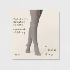 Women's Pointelle Sweater Tights - A New Day™ Light Gray