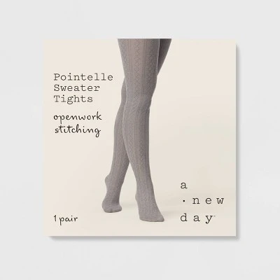 Women's Pointelle Sweater Tights - A New Day™ Light Gray 3 Women's Pointelle Sweater Tights - A New Day™ Light Gray