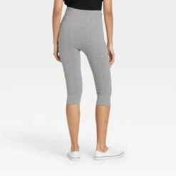 Women's High-Waist Cotton Blend Seamless Capri Leggings - A New Day™