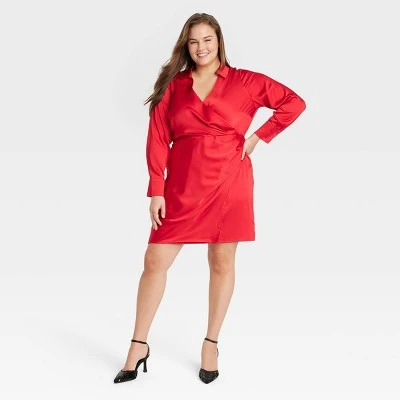 Women's Long Sleeve Satin Shirtdress - A New Day™ 7 Women's Long Sleeve Satin Shirtdress - A New Day™ - Image 5
