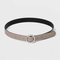Women's Oval Tapered Center Bar Reversible Belt - A New Day⢠Black/Gray