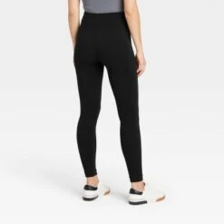 Women's High Waisted Cotton Seamless Fleece Lined Leggings - A New Day™