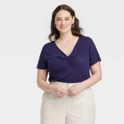 Women's Short Sleeve V-Neck Linen T-Shirt - A New Day™ 16 Women's Short Sleeve V-Neck Linen T-Shirt - A New Day™ -women fashion GUEST 6d14108b cf25 4614 ba2c f99a0c5a875a