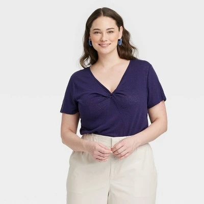 Women's Short Sleeve V-Neck Linen T-Shirt - A New Day™ 9 Women's Short Sleeve V-Neck Linen T-Shirt - A New Day™ - Image 7