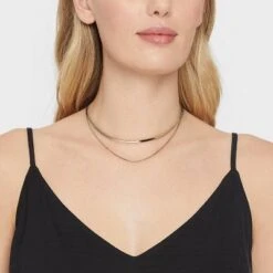 14K Gold Plated Duo Herringbone Chain Necklace Set - A New Dayā¢
