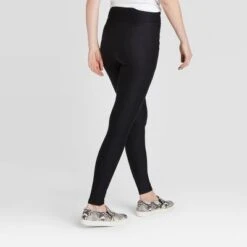 Women's Drawstring High Waisted Lounge Leggings With Pockets - A New Day⢠Black