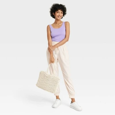 Women's High-Rise Regular Fit Ankle Linen Jogger Pants - A New Day™ 4 Women's High-Rise Regular Fit Ankle Linen Jogger Pants - A New Day™ - Image 2