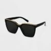 Women's Plastic Square Sunglasses - A New Day™ Black