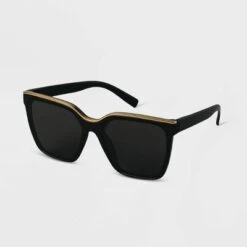 Women's Plastic Square Sunglasses - A New Day™ Black
