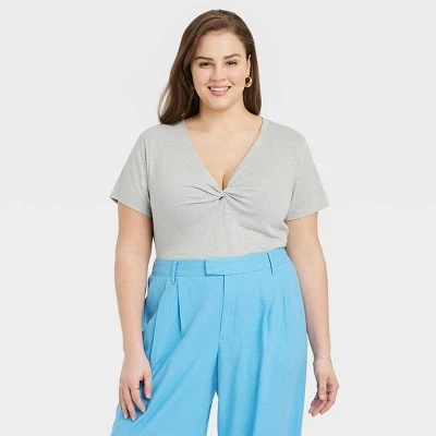 Women's Short Sleeve V-Neck Linen T-Shirt - A New Day™ 7 Women's Short Sleeve V-Neck Linen T-Shirt - A New Day™ - Image 5