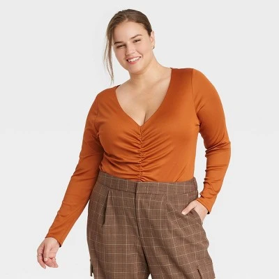 Women's Long Sleeve Ruched Slim Fit Bodysuit - A New Day™ 9 Women's Long Sleeve Ruched Slim Fit Bodysuit - A New Day™ - Image 7