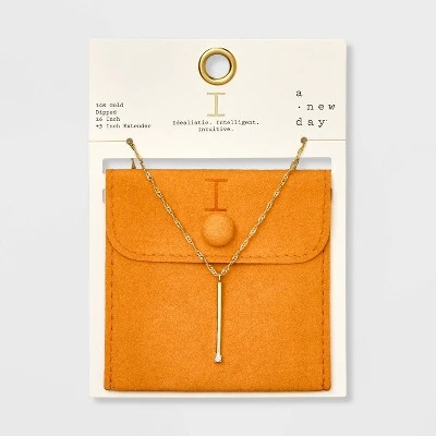 Gold Dipped Scattered Cubic Zirconia Initial Pendant Necklace - A New Day™ Gold 14 Gold Dipped Scattered Cubic Zirconia Initial Pendant Necklace - A New Day™ Gold - Image 12