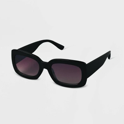 Women's Plastic Rectangle Sunglasses Black - A New Day™ 3 Women's Plastic Rectangle Sunglasses Black - A New Day™