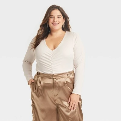 Women's Long Sleeve Ruched Slim Fit Bodysuit - A New Day™ 7 Women's Long Sleeve Ruched Slim Fit Bodysuit - A New Day™ - Image 5