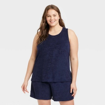 Women's Terry Tank Top - A New Day™ Navy Blue 5 Women's Terry Tank Top - A New Day™ Navy Blue - Image 3