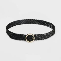 Women's Oval Center Bar Buckle Belt - A New Day⢠Black