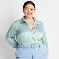 Women's Long Sleeve Button-Front Shirt - A New Day™ 16 Women's Long Sleeve Button-Front Shirt - A New Day™ -women fashion GUEST a7e6341b 3f08 4711 8a35 8995b9758b02