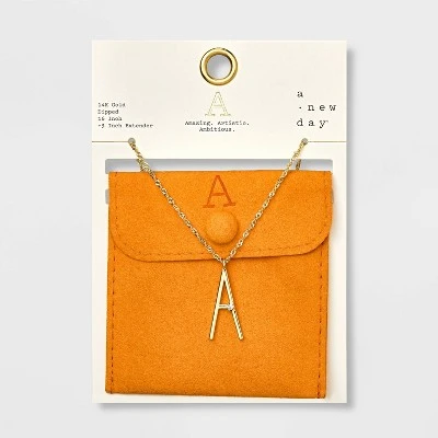 Gold Dipped Scattered Cubic Zirconia Initial Pendant Necklace - A New Day™ Gold 6 Gold Dipped Scattered Cubic Zirconia Initial Pendant Necklace - A New Day™ Gold - Image 4