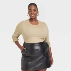 Women's Long Sleeve Slim Fit Crewneck T-Shirt - A New Day™ -women fashion GUEST a9c8f522 ea2d 4142 909b 407589e5a8a0