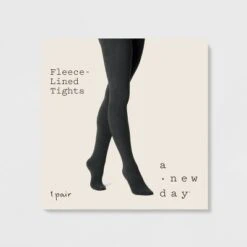 Women's Flat Knit Fleece Lined Tights - A New Day™