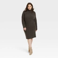 Women's Turtleneck Long Sleeve Cozy Sweater Dress - A New Day™ -women fashion GUEST acb50360 ce5d 4db8 8c96 6c85cb66467f