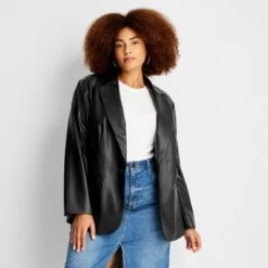 Women's Relaxed Fit Faux Leather Blazer - A New Day™ 8 Women's Relaxed Fit Faux Leather Blazer - A New Day™ -women fashion GUEST b214c4ac ddfc 4e35 9b9c c5fbac5dccf6