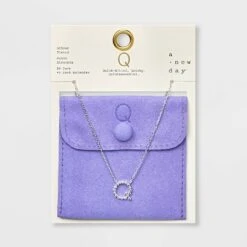 Silver Plated Cubic Zirconia Initial Pendant Necklace - A New Day™ Silver -women fashion GUEST bbca1620 2c1e 412f 9024 273202a9c69b