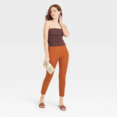 Women's High-Rise Skinny Ankle Pull-On Pants - A New Day™ Brown 4 Women's High-Rise Skinny Ankle Pull-On Pants - A New Day™ Brown - Image 2