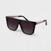 Women's Plastic Shield Sunglasses - A New Day™ Black