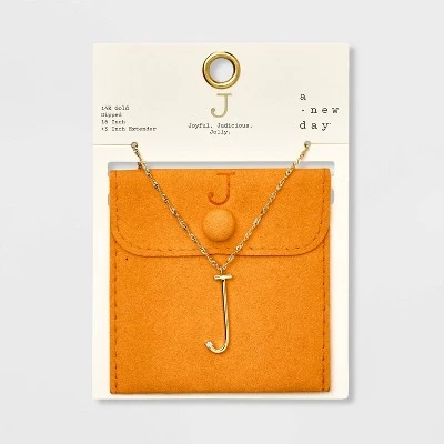 Gold Dipped Scattered Cubic Zirconia Initial Pendant Necklace - A New Day™ Gold 15 Gold Dipped Scattered Cubic Zirconia Initial Pendant Necklace - A New Day™ Gold - Image 13