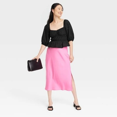 Women's Puff Elbow Sleeve Eyelet Shirt - A New Day™ 4 Women's Puff Elbow Sleeve Eyelet Shirt - A New Day™ - Image 2