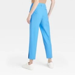 Women's Mid-Rise Slim Straight Fit Side Split Trousers - A New Day⢠Blue
